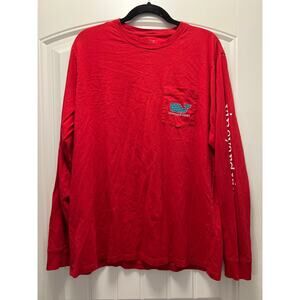 Vineyard Vines Men’s Long Sleeve Crew Neck Whale Art Casual Top Sweater Sz L Red